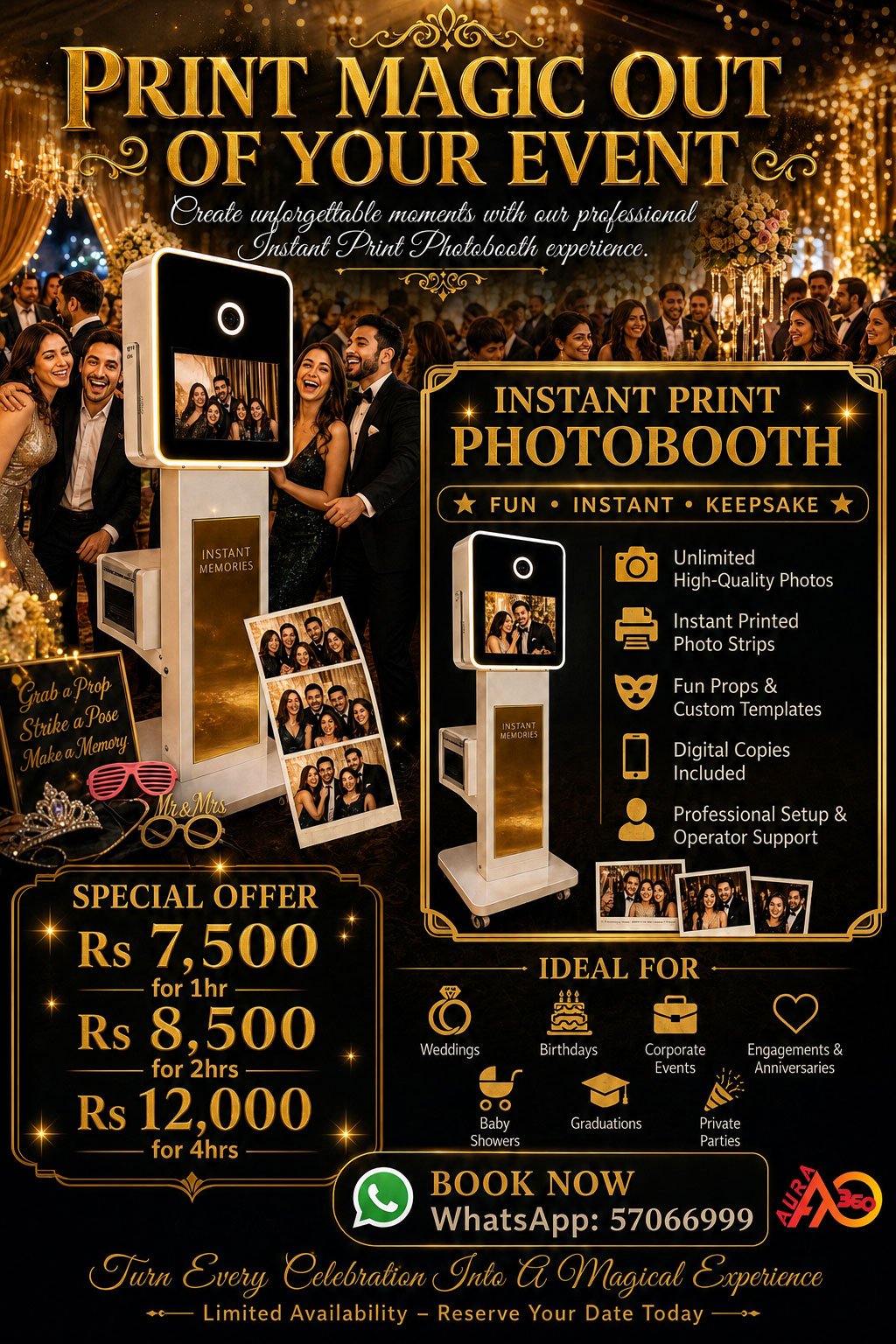 Instant Print Photobooth Rental Mauritius | Photo Booth with Instant Prints